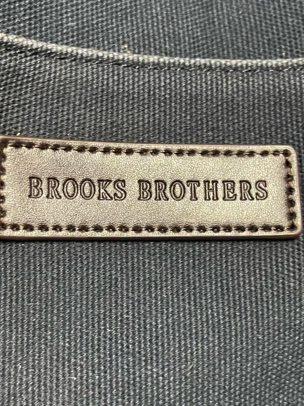 Brooks Brothers Briefcase Navy W/ Brown Leather Handles Canvas Bag Office